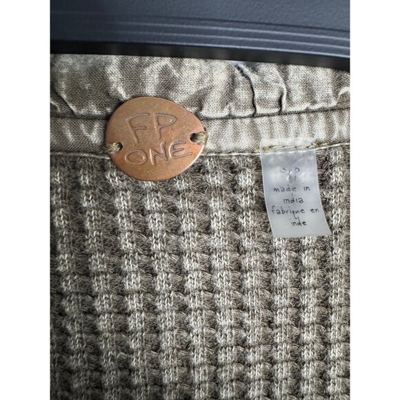 Free People FP One Scout Dip Dye Jacket Button-Front Olive Green 100% Cotton SzS - Picture 4 of 13